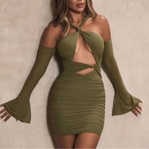 Oh Polly Olive Green Mini Dress